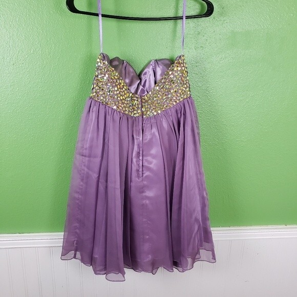 Eureka Women's Beaded Chiffon Mini Strapless Mini Evening Dress Size XS - Picture 7 of 11